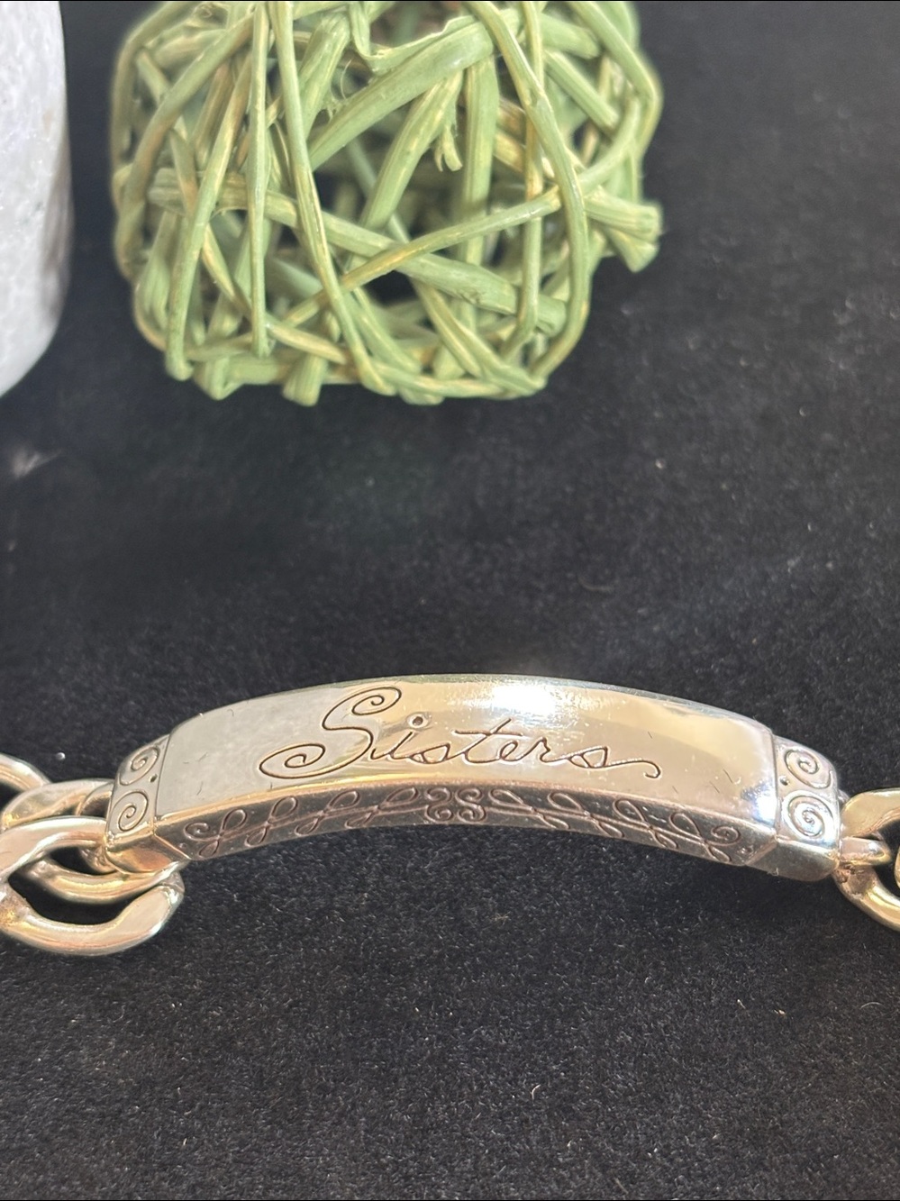“Sisters” Engraved Bracelet - Silver Tone